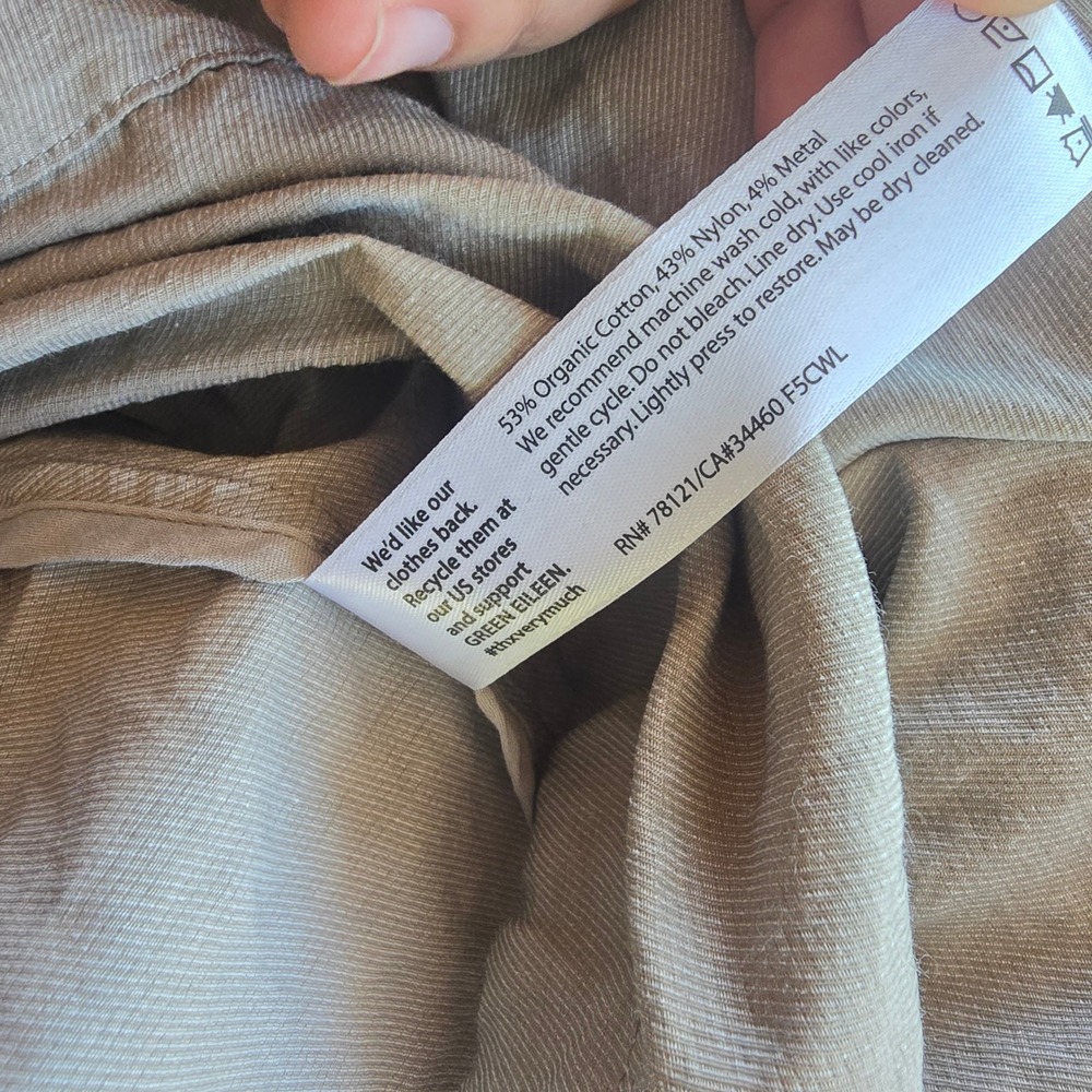 Eileen Fisher Organic Cotton Blend Hooded Parka Jacket Taupe F5CWL Large‎ - Picture 7 of 9